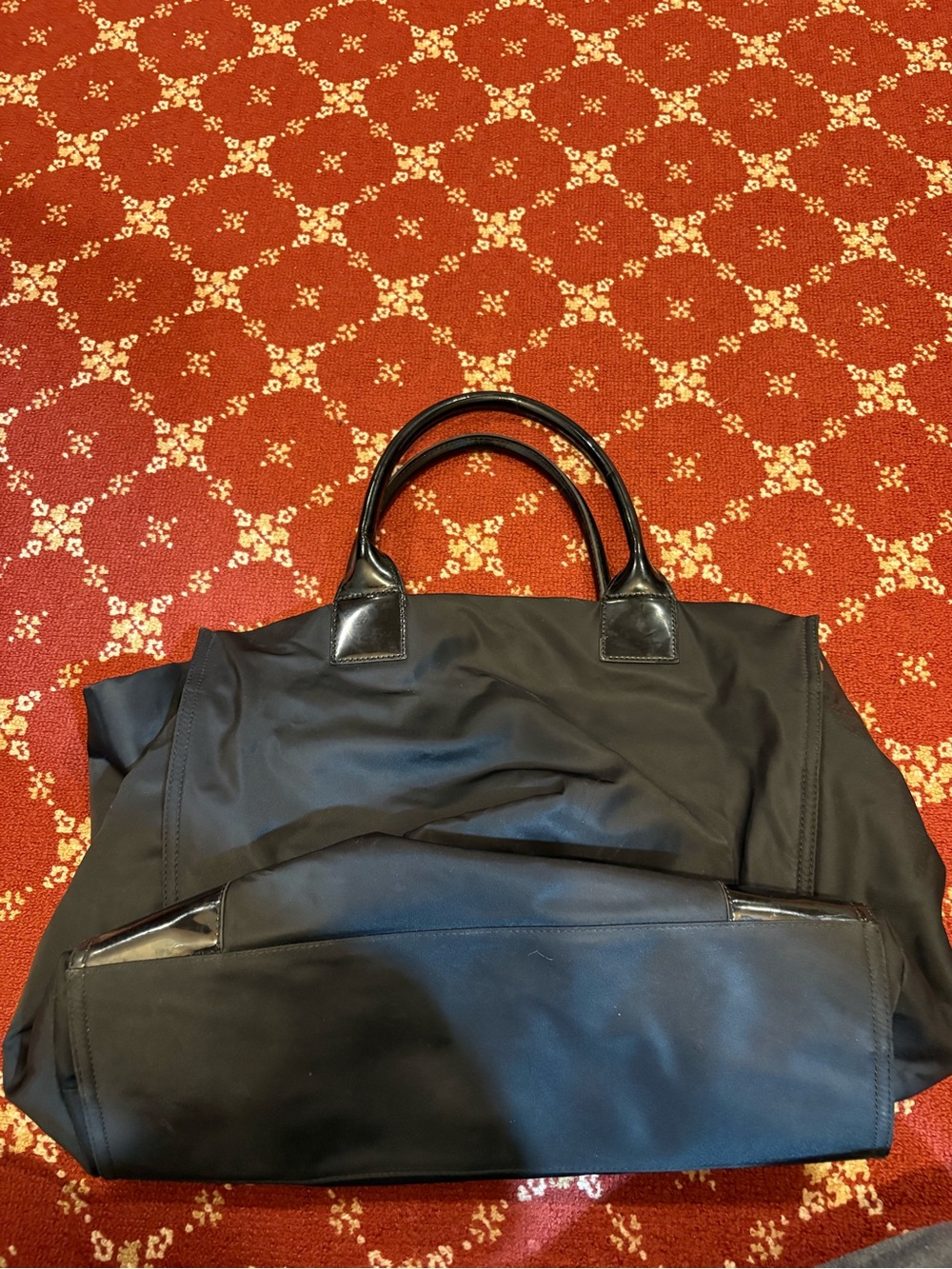 Tory Burch Black Nylon Tote with Patent Trim - Picture 3 of 5